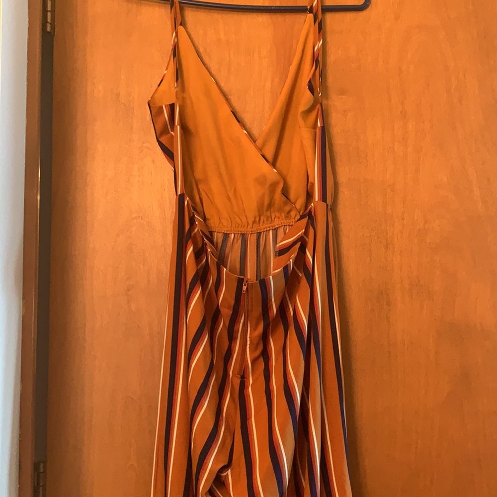 Rust Colored Jumpsuit With Stripes And Open Back - image 4